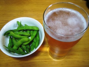 edamame and beer