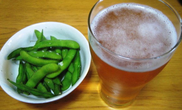 edamame and beer